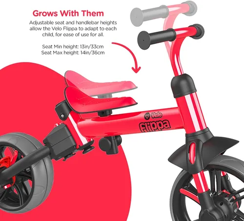 Miniatura 2 de Yvolution Y Velo Flippa - Triciclo convertible a bicicleta de balance 4 en 1 para pequeños de 2 a 5 años Rojo