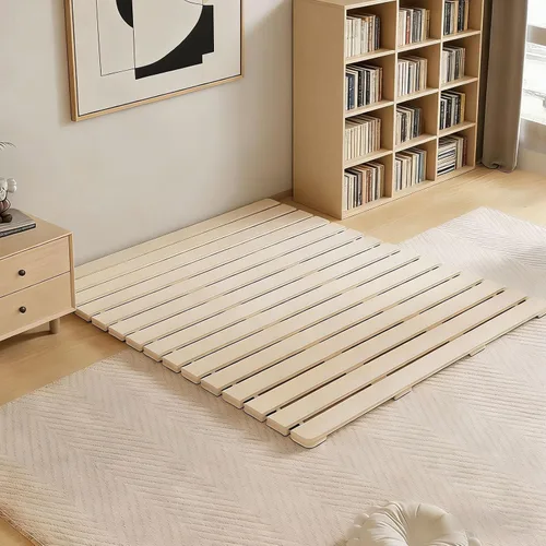 Miniatura 11 de Base de cama japonesa plegable con listones para piso, plataforma de piso de madera, tatami para invitados