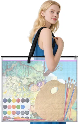 Miniatura 8 de AKAYOK Bolsa grande de almacenamiento para pósteres, bolsa de arte de 25 x 19 pulgadas con bolsillo para póster, alfombrillas de corte, álbum