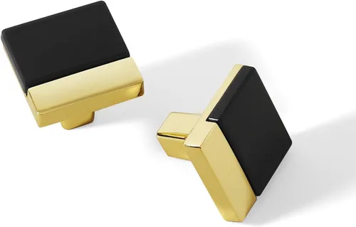 Miniatura 23 de 2 paquetes de tiradores de gabinete negros y dorados para cocina, manijas de gabinete de zinc, herrajes para cajones, tiradores para armario