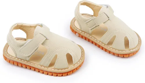 Miniatura 6 de SOFMUO Sandalias chirriantes antideslizantes con suela de goma suave y puntera cerrada, zapatos de verano al aire libre para niños pequeños