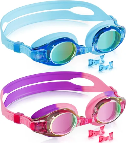 Miniatura 11 de Aegend - Paquete de 2 gafas para niños, gafas de natación para niños de 4 a 16 años, niños y niñas jóvenes, gafas de piscina antivaho, impermeables