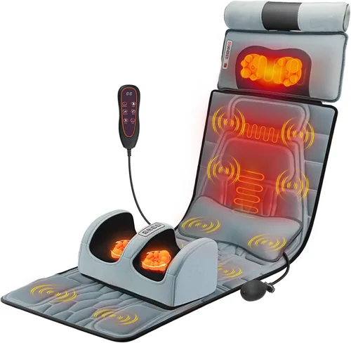 Miniatura 10 de KOCASO Alfombrilla de masaje de cuerpo completo de piel sintética, almohadilla multifuncional para silla de masaje con temporizador de calor