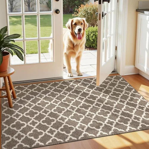 Miniatura 30 de U'Artlines Alfombra de pasillo larga para pasillo de 2 x 8 pies, antideslizante, alfombra de piso de cocina, patrón geométrico beige, lavable a