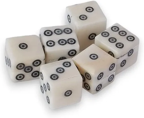 Miniatura 2 de D6 Juego de 6 dados vikingos/medievales para apuestas (9/16 pulgadas o 0.551-0.591 in) de grosor (hueso, 0.551 in)