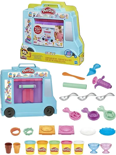 Miniatura 8 de Play-Doh Kitchen Creations Juguete Camión de Helados Playset para Niños, 20 Accesorios de Cocina de Juguete, 5 Colores, Juguetes Preescolares