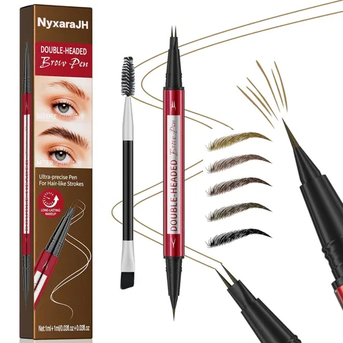 Bolígrafo de doble cabeza, trazos ultraprecisos similares al cabello, maquillaje de larga duración, puntas de precisión de 0.001 in, disponible en