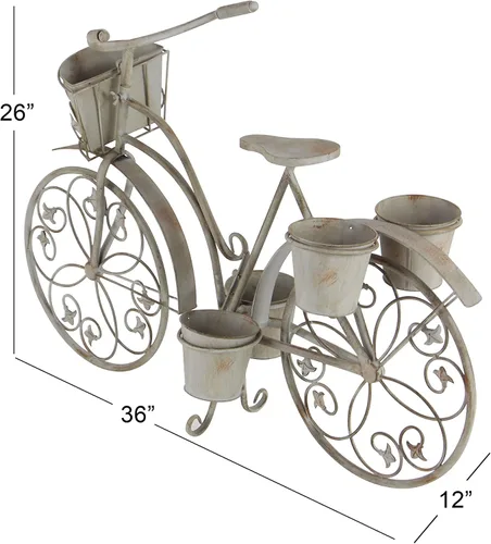 Miniatura 7 de Deco 79 68767 pie metálico para bicicleta, 36 x 26 pulgadas Gris