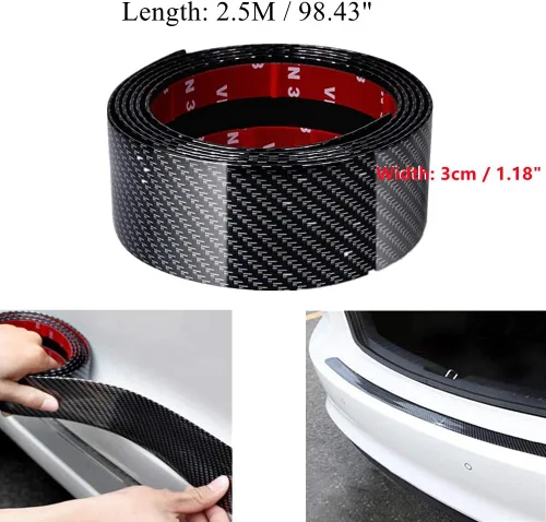 Miniatura 2 de Protector universal de fibra de carbono para puerta de automóvil, adhesivo flexible y autoadhesivo para umbral de puerta de auto, SUV, camión, Negro