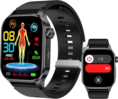 Reloj inteligente para hombres y mujeres, pantalla AMOLED a color de 2.04 pulgadas, frecuencia cardíaca 24/7, oxígeno en sangre, presión arterial,