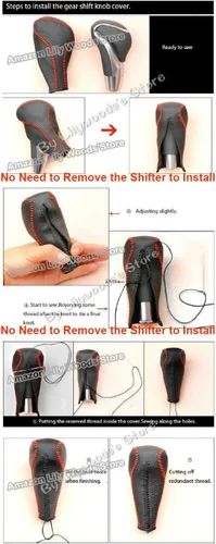 Miniatura 6 de Funda de piel auténtica para perilla de palanca de cambios para Volvo S60 / S80 / V70 / XC60 / XC70 2011-2012 automático