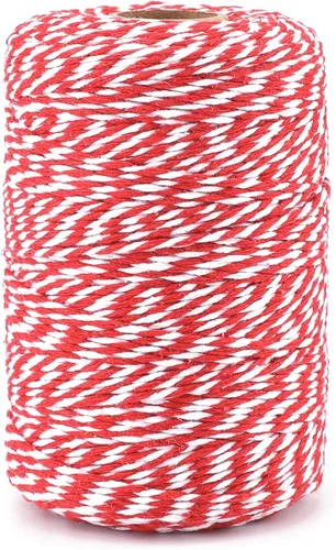 Miniatura 19 de jijAcraft Cordel de Hilo Blanco y Negro, 328 Pies de Cordel de Panaderos de Navidad, Cuerda de Empaque Resistente de 2MM para Manualidades DIY