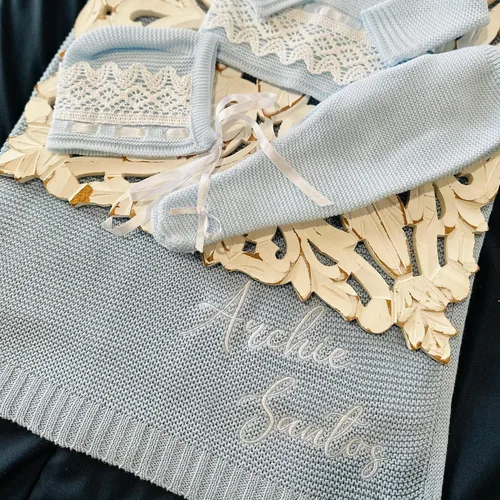 Miniatura 2 de Noni Manta de punto personalizada de lujo para bebé, manta de bebé con nombre bordado, manta de bebé niña y bebé, regalos de ducha, recién nacido