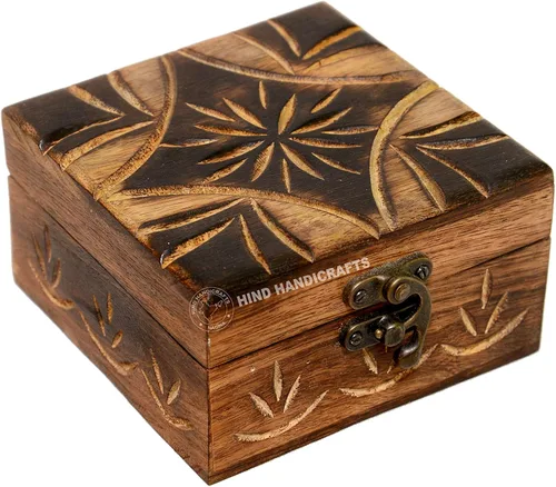 Miniatura 5 de Urna de madera antigua hecha a mano con grabado del árbol de la vida tallada a mano para mujeres y hombres, joyas Acentos de decoración del hogar