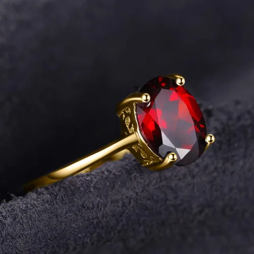 Miniatura 3 de JewelryPalace Anillos de compromiso solitarios de plata de ley 925 chapados en oro de 14 quilates con piedra natal de topacio azul citrino y piedras