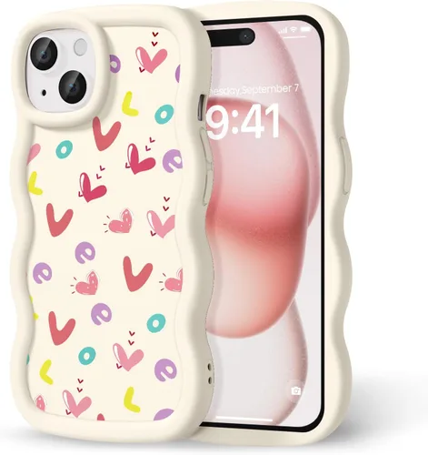 Miniatura 56 de Compatible con iPhone SE/8/7 Funda para Mujeres y Niñas, Marco Ondulado Rizado con Patrón Lindo, Estética Delgada Suave Silicona TPU Parachoques