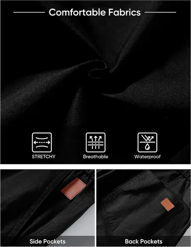 Miniatura 9 de JMIERR Pantalones cortos de carga casuales para hombre, de algodón, con cordón elástico, para verano, playa, pantalones cortos chinos con 6 bolsillos