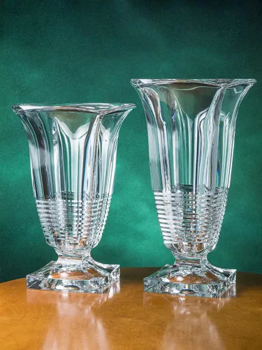 Miniatura 2 de Jarrón – Cristal cortado – Vidrio hecho a mano – 11.25 pulgadas de altura – Patas – para flores – Rosas – Hecho en Europa – por Barski