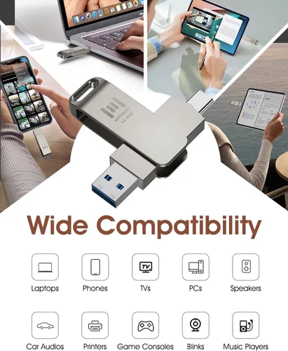Miniatura 5 de MOSDART ExFAT - Memoria USB C 3.2 de 64 GB de velocidad rápida C y A, memoria USB C 3.2 con bucle para llavero, para iPhone 15, 16, 17, teléfono