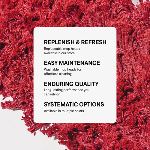 Miniatura 5 de Trapeador de polvo comercial rojo de 36 pulgadas y barredora de piso con mango extensible, fregona para limpieza de suelos de madera dura, azulejos