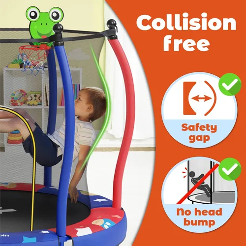 Miniatura 2 de Happin® - Cama elástica de 55 pulgadas para niños con cerca de seguridad, trampolín interior y exterior para niños pequeños, diseño ultra seguro