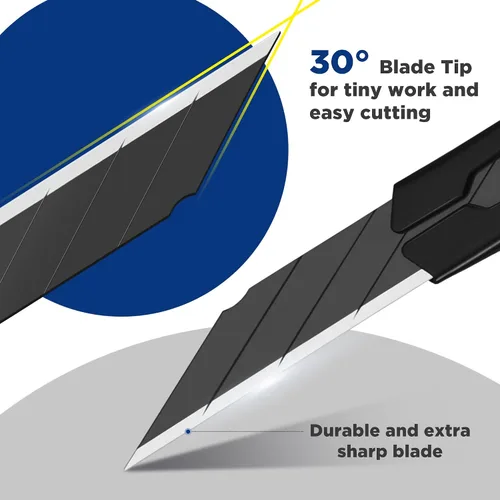 Miniatura 5 de WORKPRO Cuchillo de uso general premium con cuchilla retráctil y desmontable, juego de cortador de caja de aluminio resistente, cuchillos
