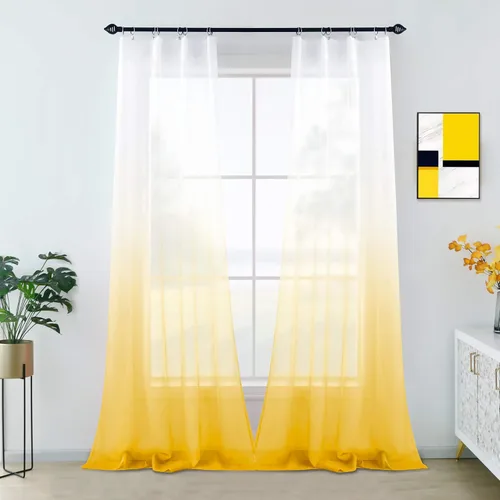 Miniatura 20 de KOUFALL Cortinas de ventana de baño para ducha, juego de 2 paneles de cortinas cortas transparentes en blanco y negro para cocina, dormitorio