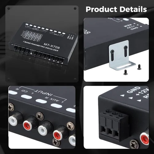 Miniatura 6 de Ecualizador de audio para automóvil de 7 bandas, ecualizador gráfico de audio para automóvil, ecualizador de automóvil con salidas delanteras