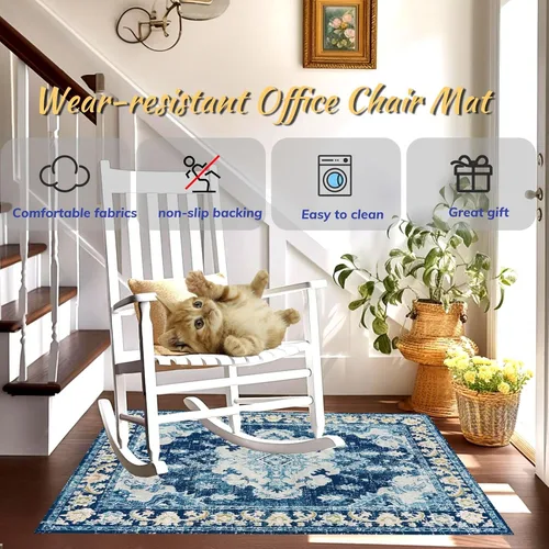 Miniatura 4 de Tapete para silla de oficina para suelo de madera dura, 36 x 48 pulgadas, tapete antideslizante para silla de escritorio para suelos duros, alfombra