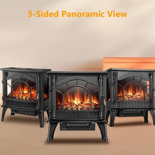 Miniatura 6 de Xbeauty Chimenea Eléctrica Independiente de Interior de 23'', Estufa Calentador de Chimenea con Efecto de Llama 3D Realista Ajustable, Protección
