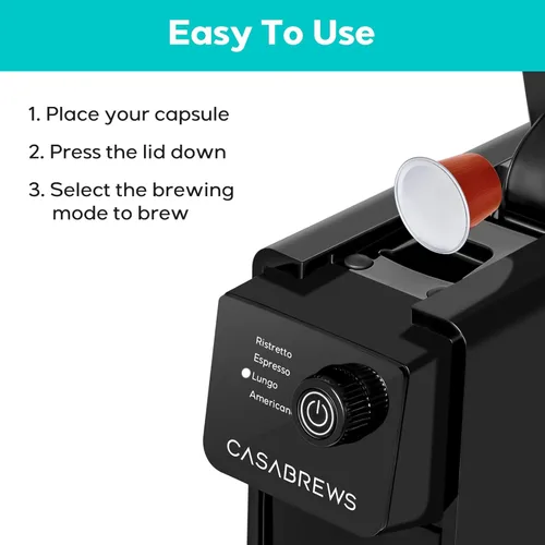 Miniatura 8 de CASABREWS CM7036E - Máquina de café espresso para cápsulas Nespresso, cafetera compacta de 20 bares con tanque de agua extraíble de 21 onzas y 4