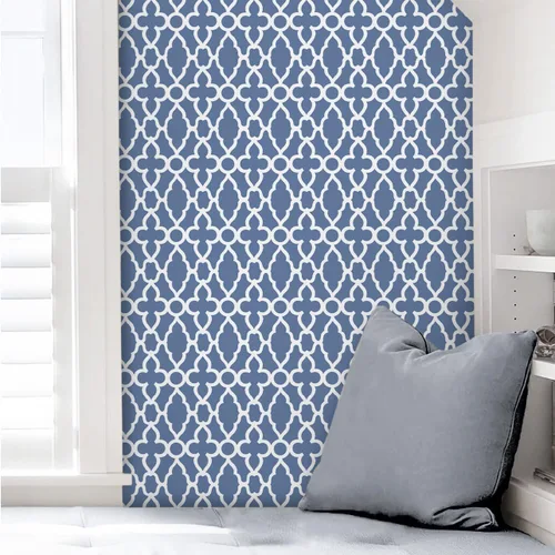 Miniatura 3 de Rugreat Papel tapiz geométrico azul marino para despegar y pegar, papel de contacto moderno bohemio para armarios, papel tapiz autoadhesivo