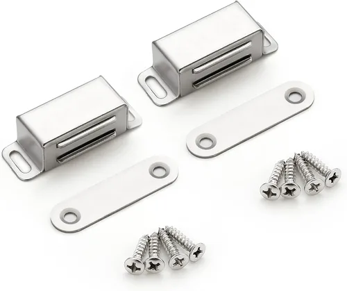 Miniatura 13 de Ravinte - Paquete de 8 cierres magnéticos para puerta en negro, imanes de gabinete negro mate, cierre magnético fuerte para gabinetes de cocina