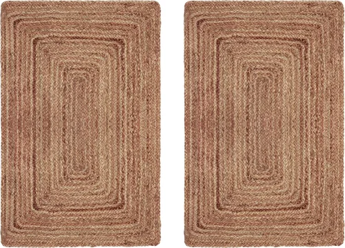 Miniatura 16 de COTTON CRAFT Alfombra de Trapo Chindi Trenzada de Yute y Algodón - Boho Granja Rústica - Tejida a Mano Reversible de Yute Natural y Algodón