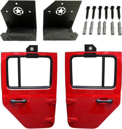 Ganchos de puerta para Jeep Gagage Wall, 2 piezas de almacenamiento de puerta con tótem de estrella compatible con Jeep Wrangler JK JKU TJ JL JLU JT