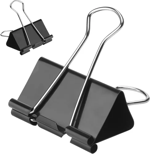 48 paquetes de clips para carpetas extra grandes de 2 pulgadas, clip de papel grande, clip jumbo a granel, abrazadera para papeleo grande y Negro