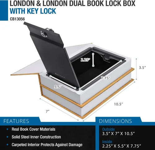 Miniatura 2 de Barska Caja de seguridad oculta de doble libro portátil para almacenamiento oculto seguro y discreto de objetos de valor y artículos personales