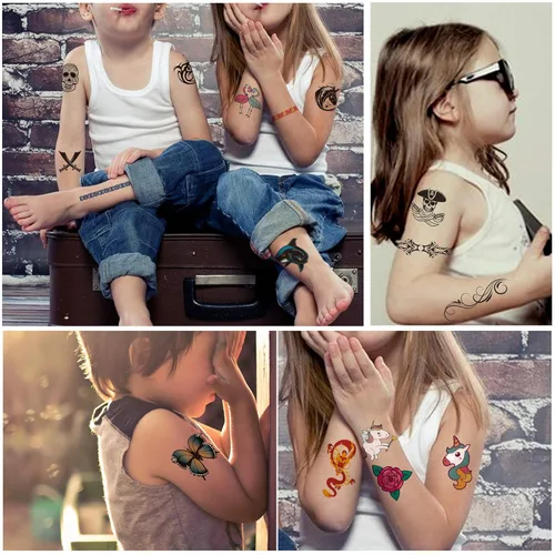 Miniatura 4 de Yazhiji 36 hojas de tatuajes temporales para niños, niñas, adultos, grandes recuerdos de fiesta y decoraciones