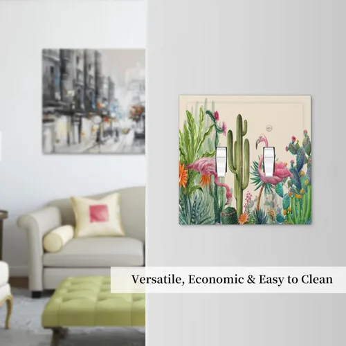 Miniatura 395 de Cubiertas de placa de pared de 3 gang con interruptor de luz de triple palanca, en negro y dorado con esplendor de oro rosa, estampado floral