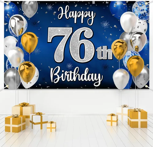 Miniatura 40 de Decoración de feliz cumpleaños 35, globo azul y plateado de 35 años, cartel grande de telón de fondo de cumpleaños, suministros para fiesta de 35th