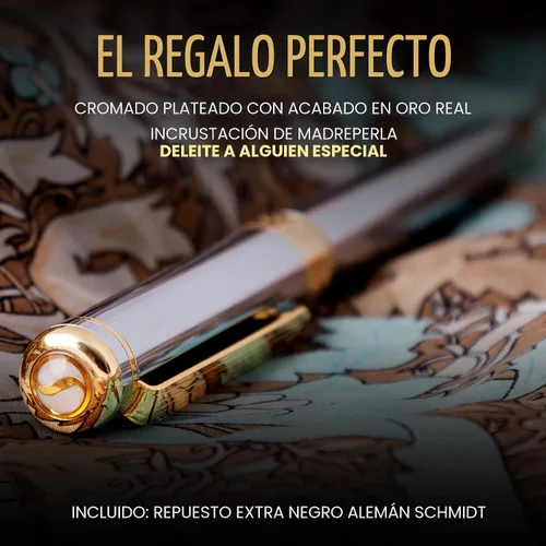 Miniatura 3 de Scriveiner - Bolígrafo de bola cromado plateado – Impresionante pluma de lujo, chapado en oro real, repuesto de tinta Schmidt, el mejor juego de 10.