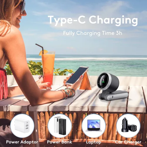 Miniatura 7 de Mini ventilador portátil de mano, potente ventilador turbo plegable de viento, batería de 10000 mAh y velocidad de 50000 RPM, ventilador personal