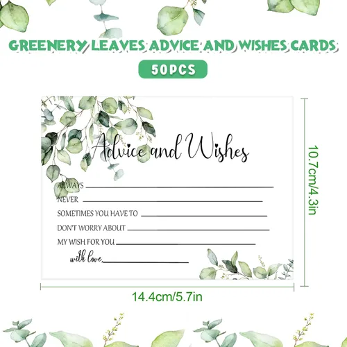 Miniatura 2 de Zonon 50 tarjetas de consejos y deseos, sin revestimiento, para boda, libro de visitas impreso de peso pesado para la novia y el novio, baby shower