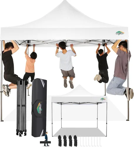 Miniatura 39 de COBIZI Toldo desplegable de 6.6 x 6.6 pies sin pared lateral, toldo resistente UPF 50+ para todas las estaciones, resistente al viento e Azul