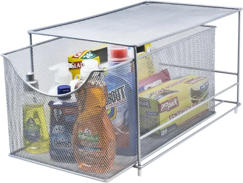 Sorbus gavetas organizadoras de almacenamiento de malla plateada con gavetas extraíbles, ideal para cubierta, gabinete, despensa, para colocar bajo