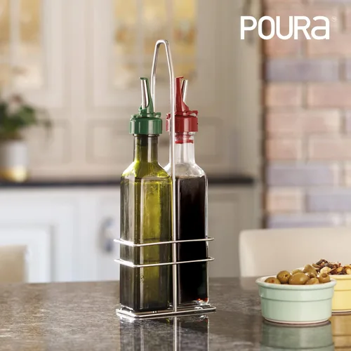 Miniatura 6 de Poura Juego de rociadores de botellas de vinagre y aceite de oliva con boquillas de vertido sin BPA ClickSeal Botellas dispensadoras de aceite