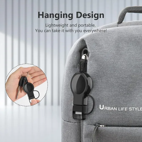 Miniatura 6 de Cargador inalámbrico para Apple Watch, cargador inalámbrico portátil, cargador inalámbrico de viaje, carga inalámbrica magnética compatible con Negro