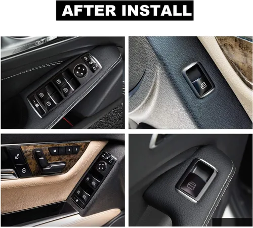 Miniatura 3 de Adhesivo de Reemplazo para Botón de Interruptor de Ventana Eléctrica de Puerta de Acabado Interior Negro para Benz GLK ML A B C E G GLK ML GLS Clase