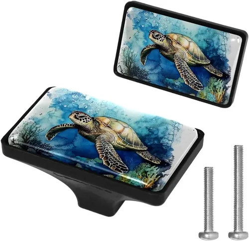 Miniatura 10 de LORVIES Paquete de 4 pomos decorativos de mármol de 1.65 pulgadas para gabinete, vidrio ABS corto rectangular negro, manijas de puerta de cajón