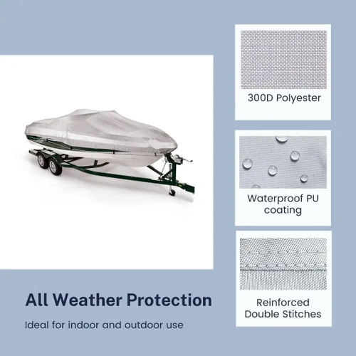 Miniatura 4 de Savvycraft Funda para lancha de 12 a 14 pies, poliéster resistente e impermeable de grado marino para lanchas V-Hull, lanchas de bajo